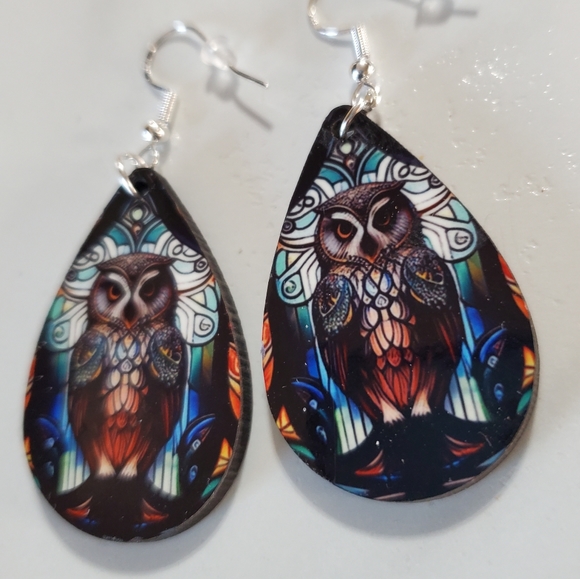 Owl Teardrop Earrings - Picture 3 of 5